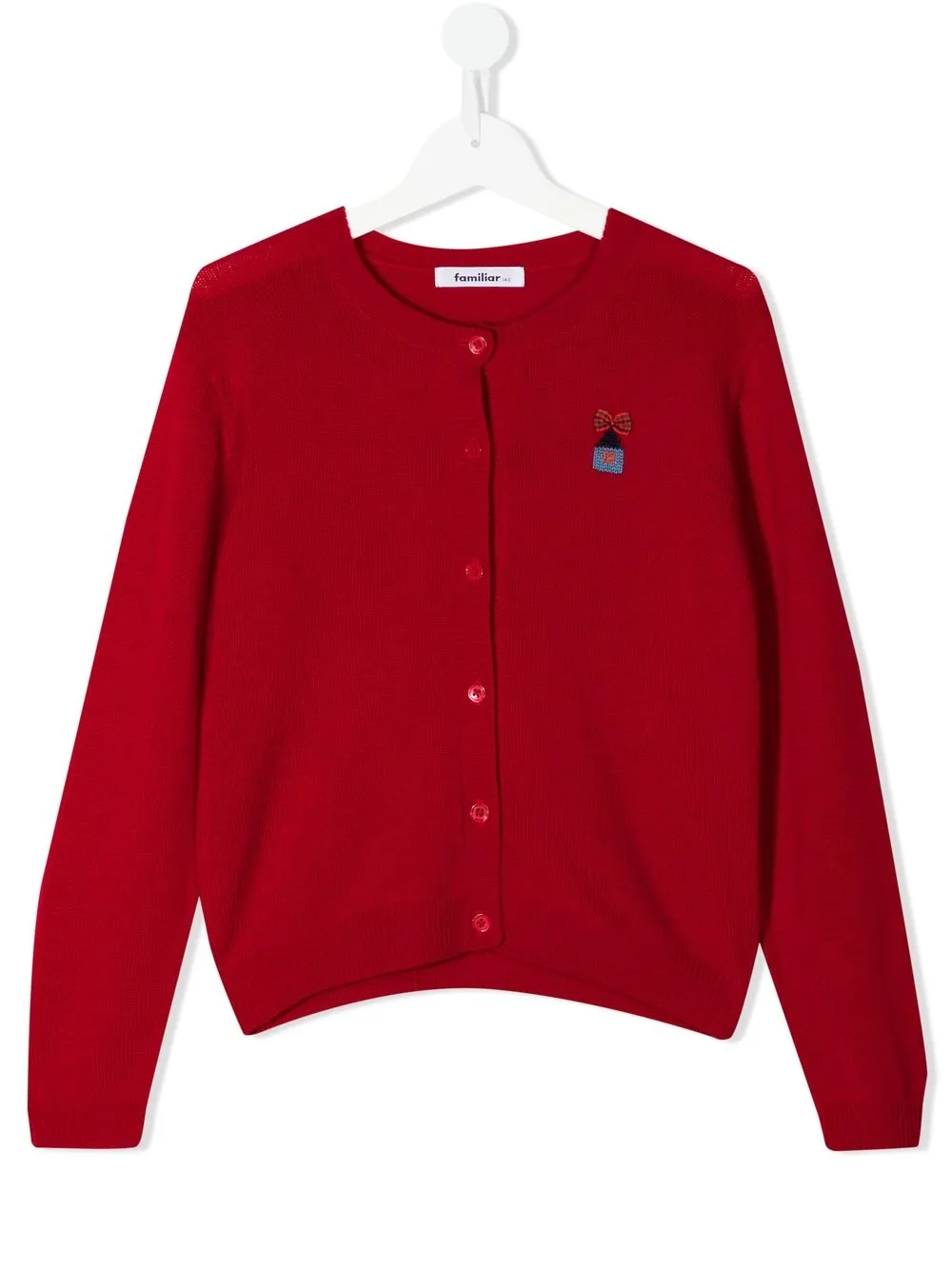 

Familiar long-sleeve knit cardigan - Red