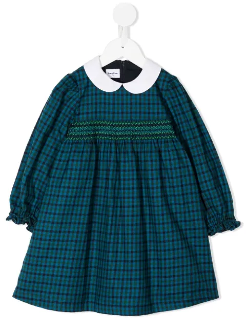 familiar check-print long-sleeve dress 