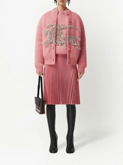Burberry crystal-embellished motif padded cardigan pink | MODES