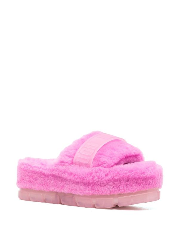 light pink fluffita ugg slides