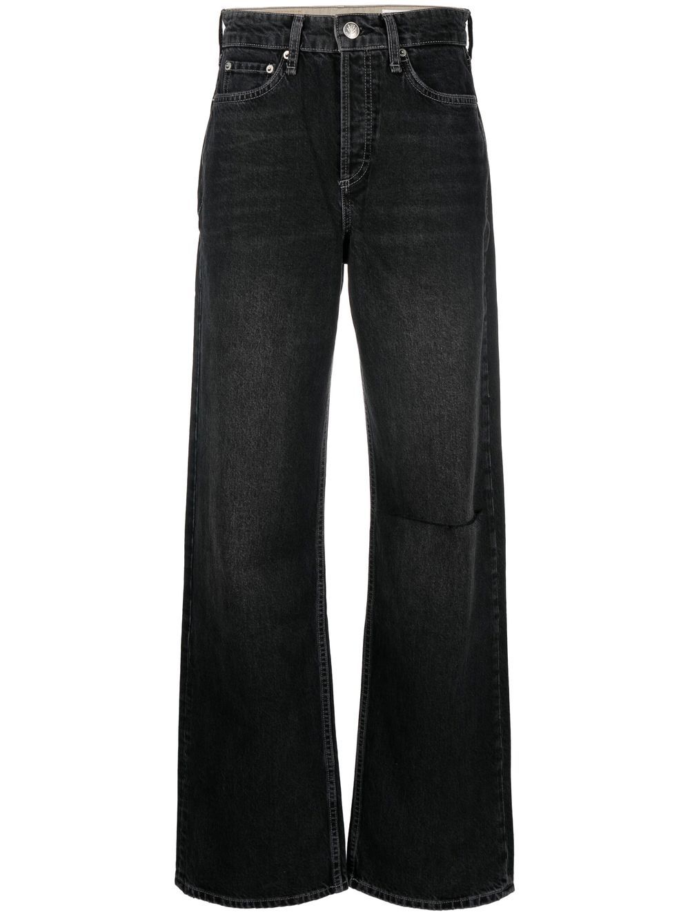 

Rag & Bone jeans anchos con detalles rasgados - Negro