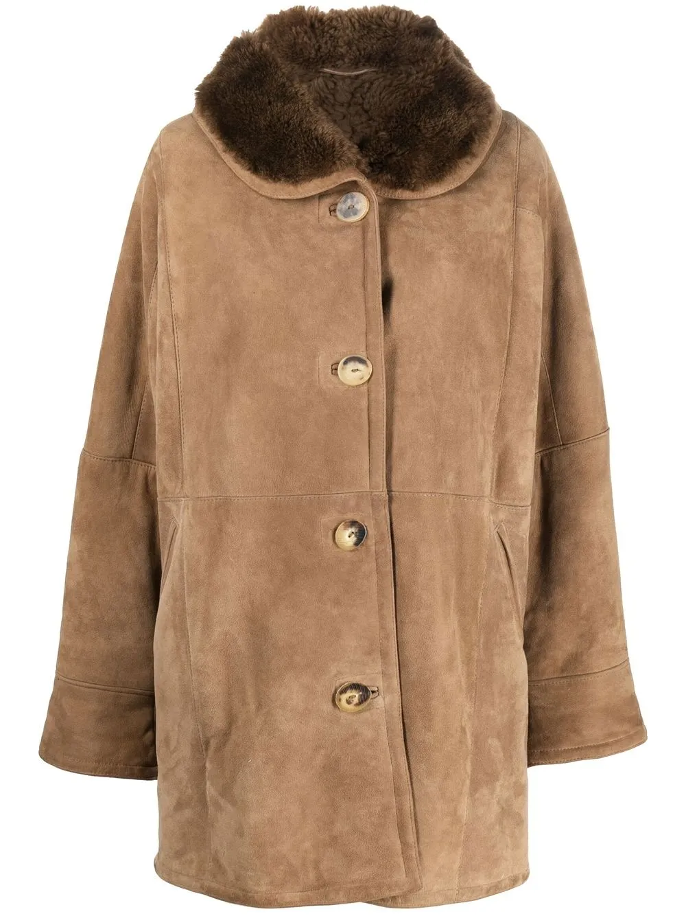 

A.N.G.E.L.O. Vintage Cult 1980s shearling-lined buttoned coat - Brown