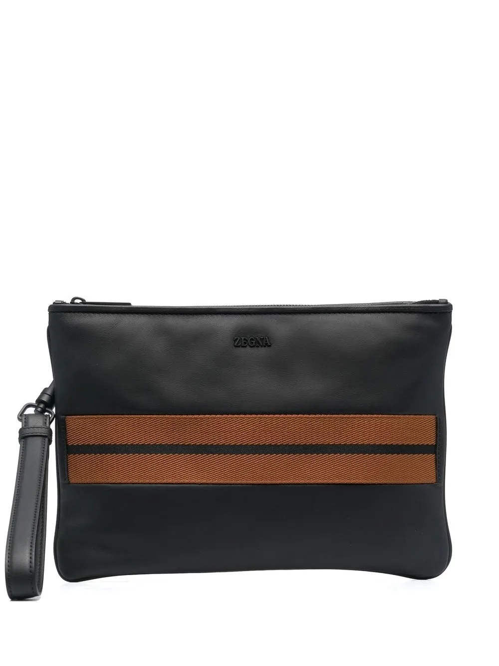 

Zegna web-stripe detail clutch bag - Brown