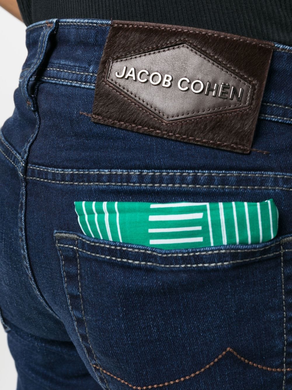 Shop Jacob Cohen Logo Patch Mid-rise Jeans In Blue