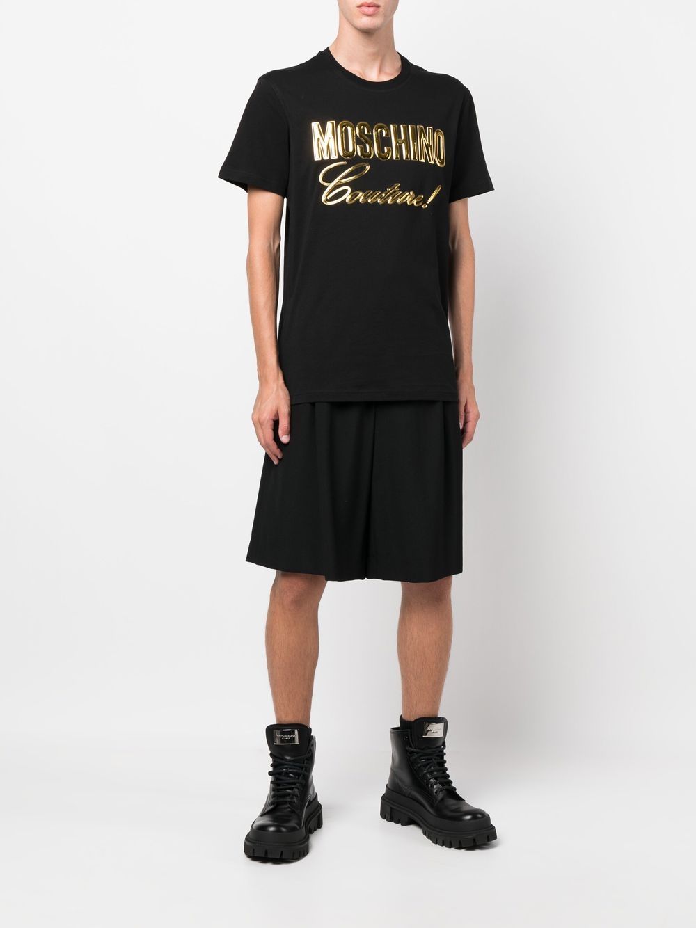 Moschino T-shirt met logo-reliëf - Zwart