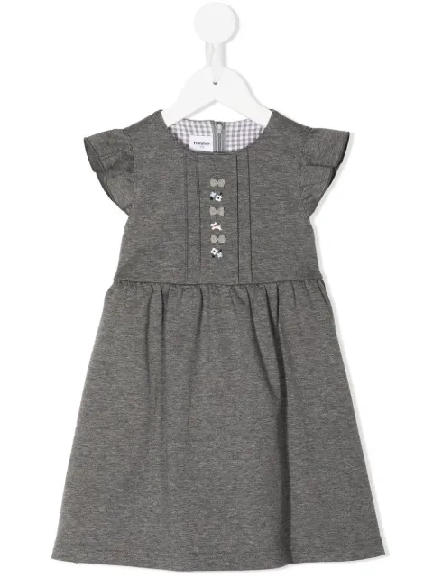 familiar embroidered-motif cap-sleeve dress 