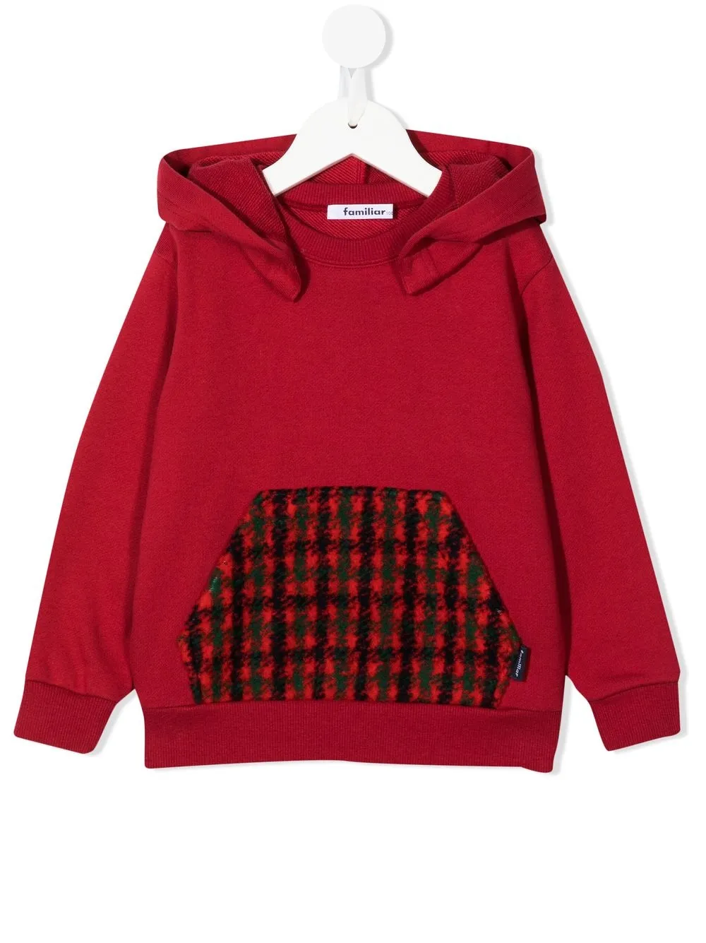 

Familiar hoodie con bolsillo en contraste - Rojo