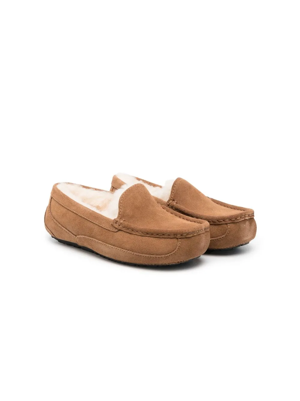 

UGG Kids shearling-lined suede loafers - Brown