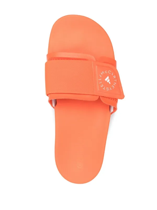 Adidas By Stella McCartney logo-strap Sliders | Orange