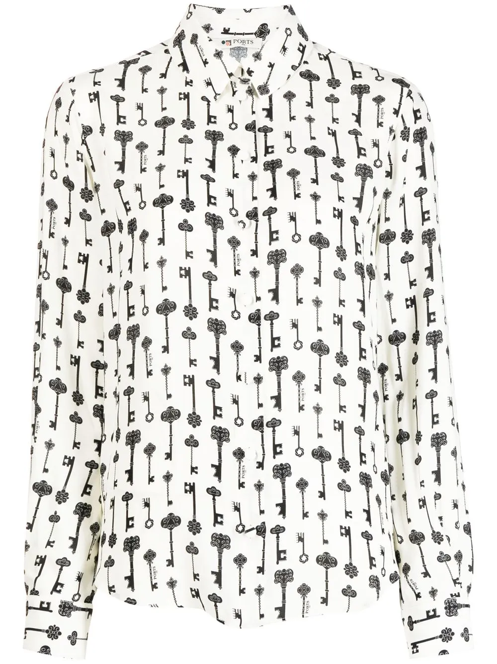 

Ports 1961 key-print button-up shirt - White