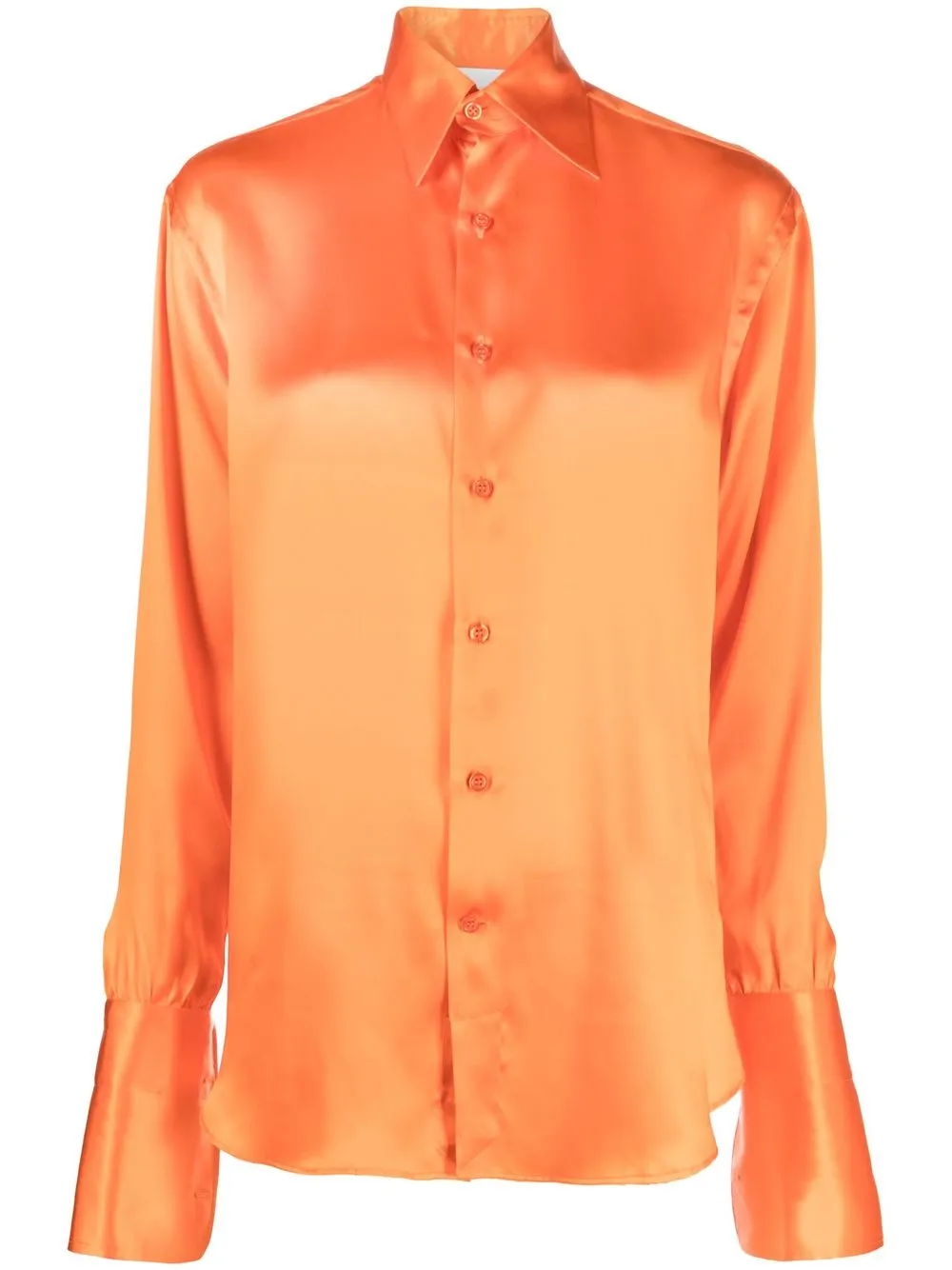 

WOERA camisa de seda manga larga - Naranja