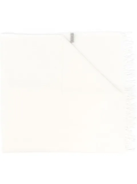 frayed fine-knit scarf
