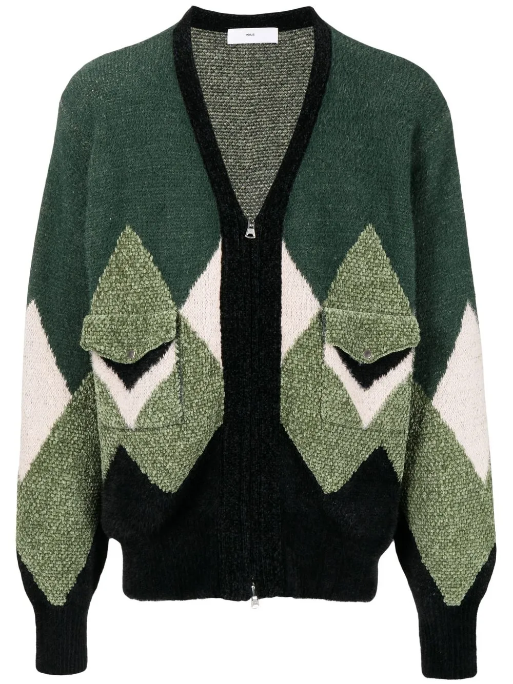 

Toga Virilis argyle intarsia knit cardigan - Green