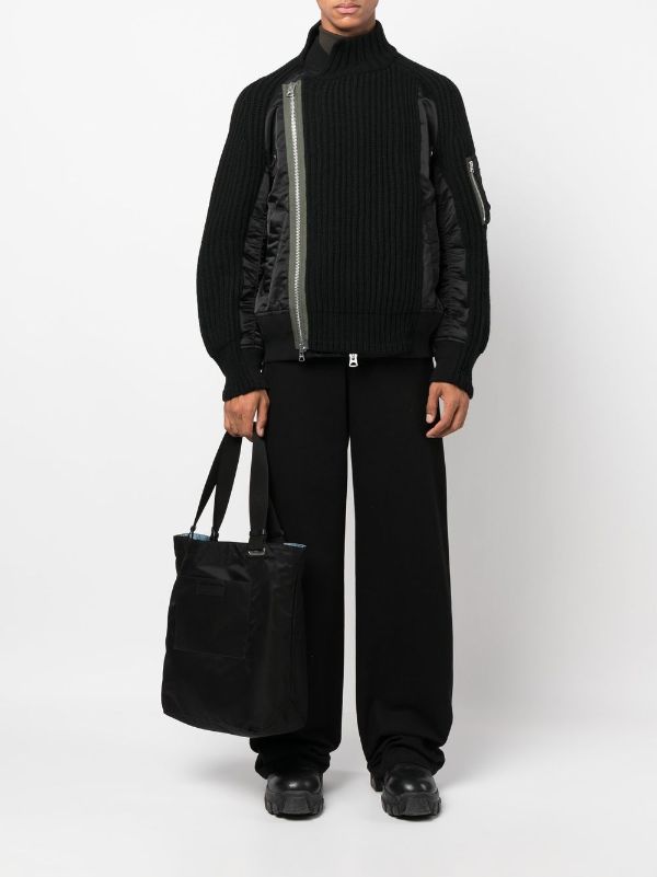 Sacai knit-panel Layered Bomber Jacket - Farfetch