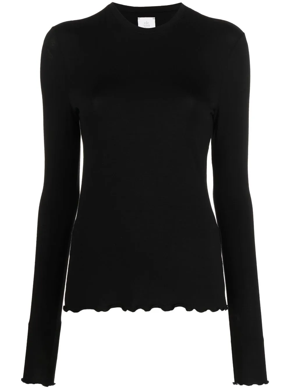 

Eleventy playera manga larga con ribete festoneado - Negro