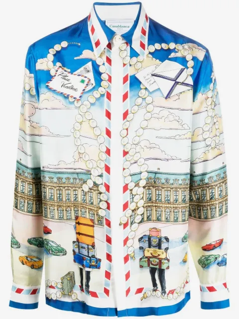 Casablanca graphic-print silk shirt