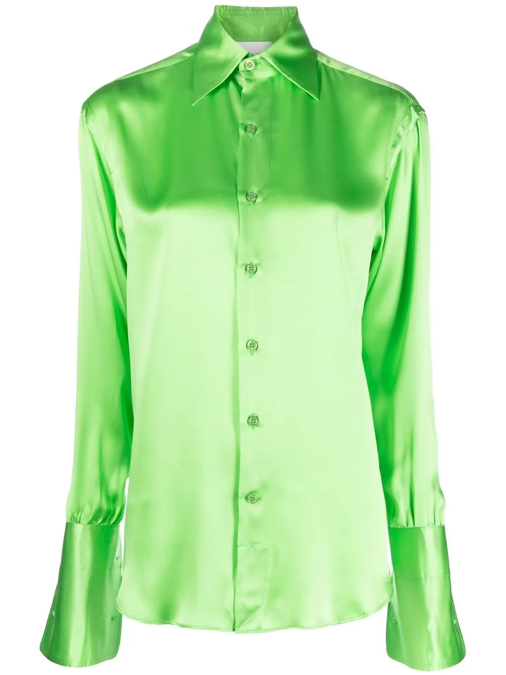 

WOERA camisa de seda manga larga - Verde