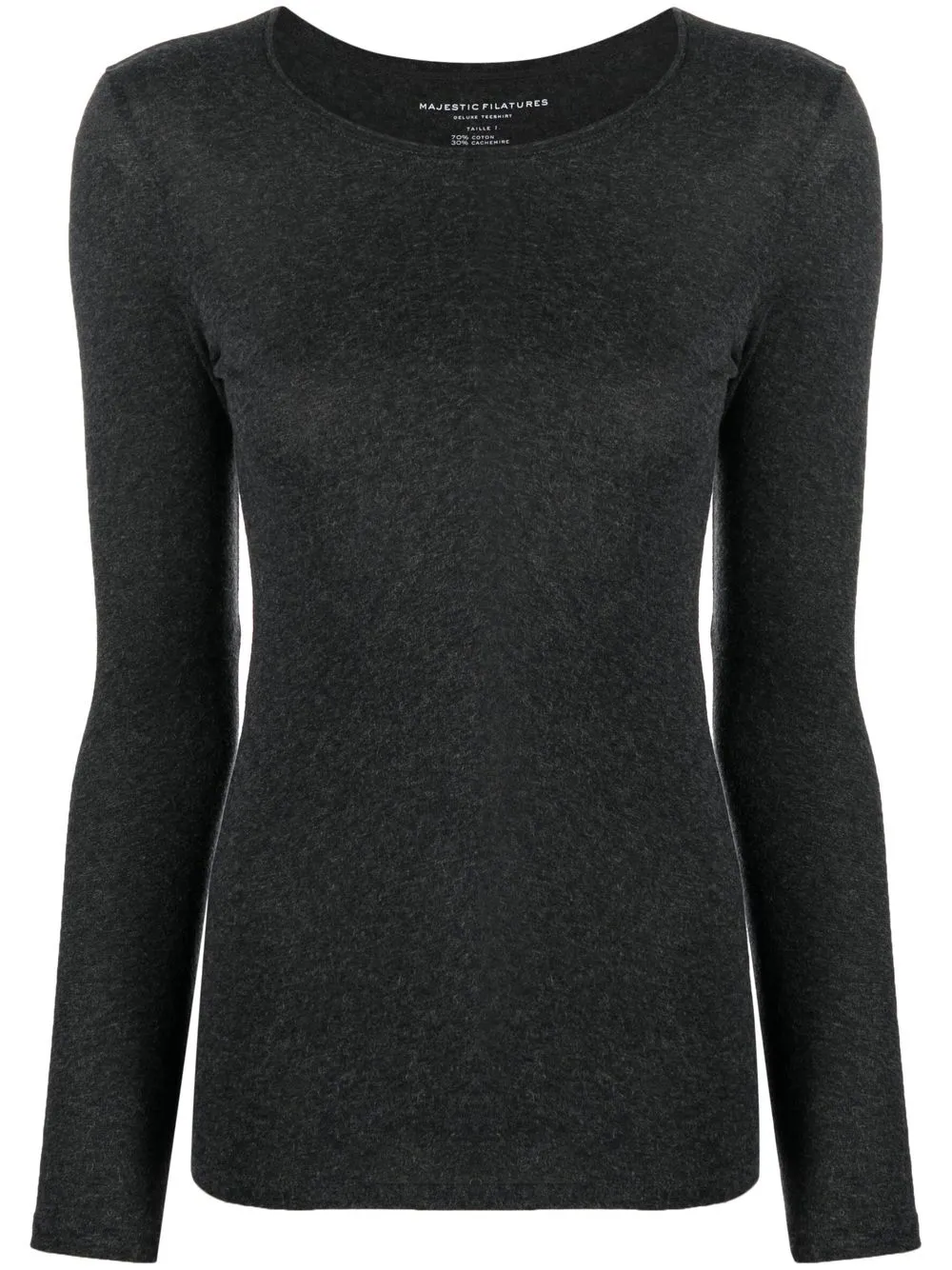 MAJESTIC LONG-SLEEVE FINE-KNIT TOP