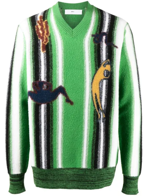 Toga Virilis graphic-print V-neck jumper
