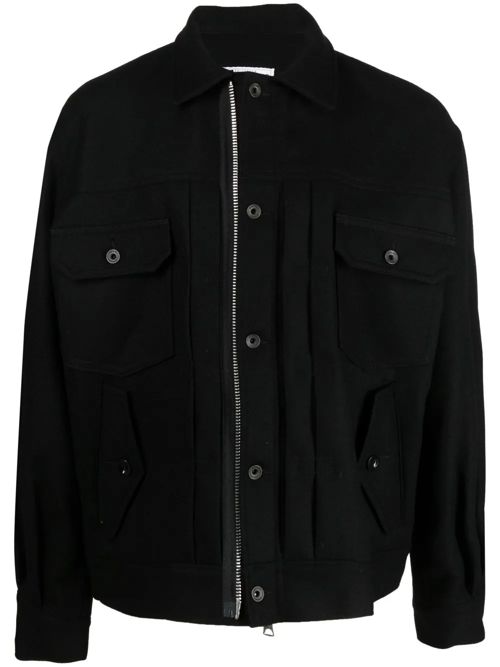 

sacai patch-pocket wool jacket - Black