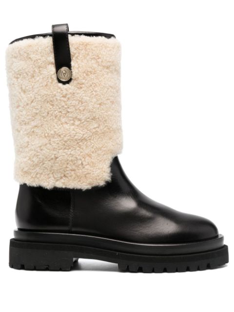 Pollini shearling-trim leather boots