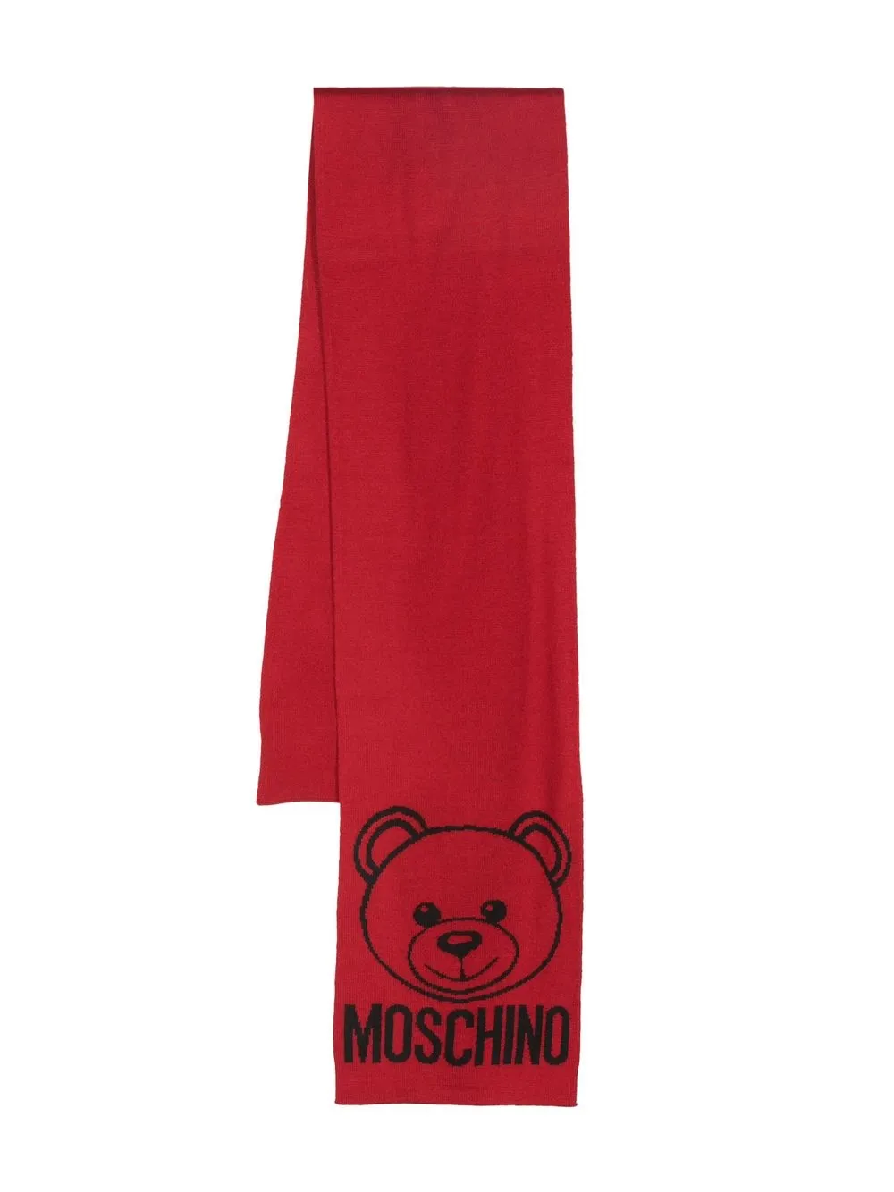 

Moschino Teddy Bear intarsia-logo scarf - Red