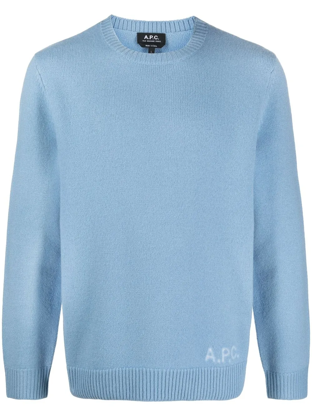 

A.P.C. suéter con logo y cuello redondo - Azul