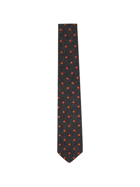 Kiton floral-embroidered textured-finish tie