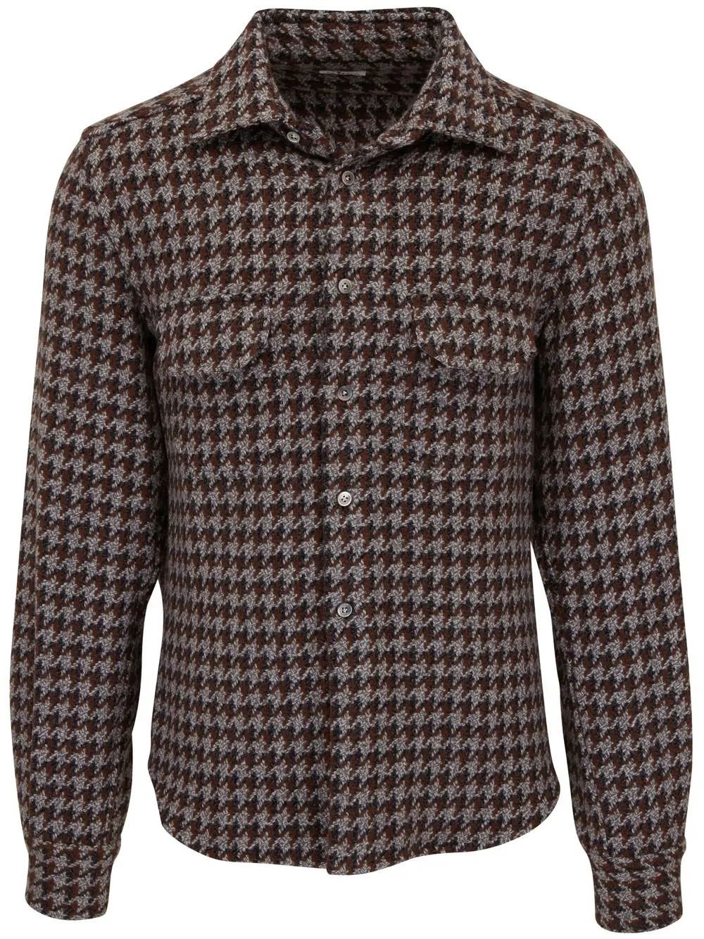 

Kiton camisa de cachemira con motivo pied de poule - Marrón