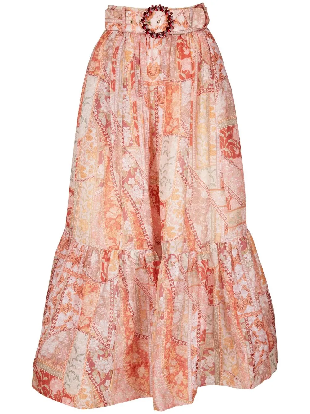 

ZIMMERMANN belted-waist midi skirt - Orange