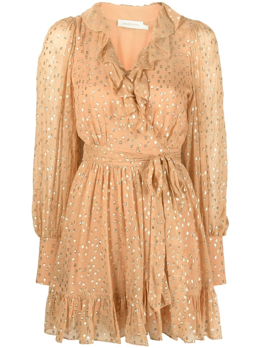 Zimmermann Lurex Polka dot Wrap Minidress In Neutrals ModeSens