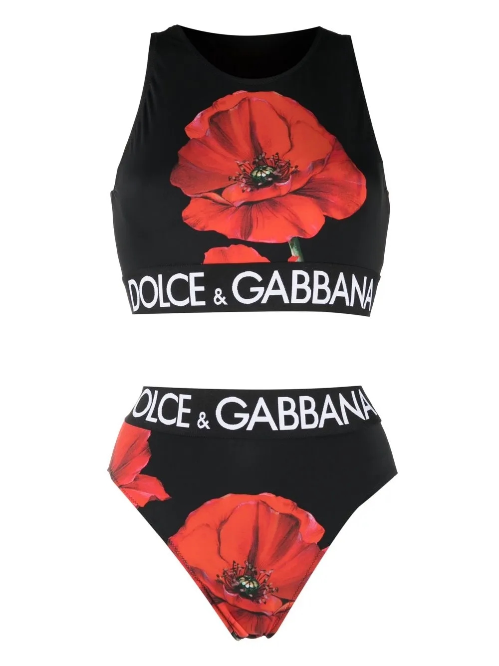 

Dolce & Gabbana bikini con estampado floral - Negro