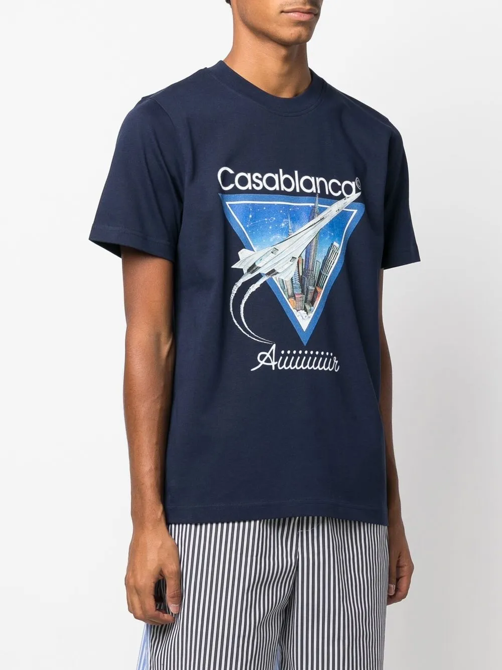  Casablanca T Shirt Mit Grafischem Print   Blau 