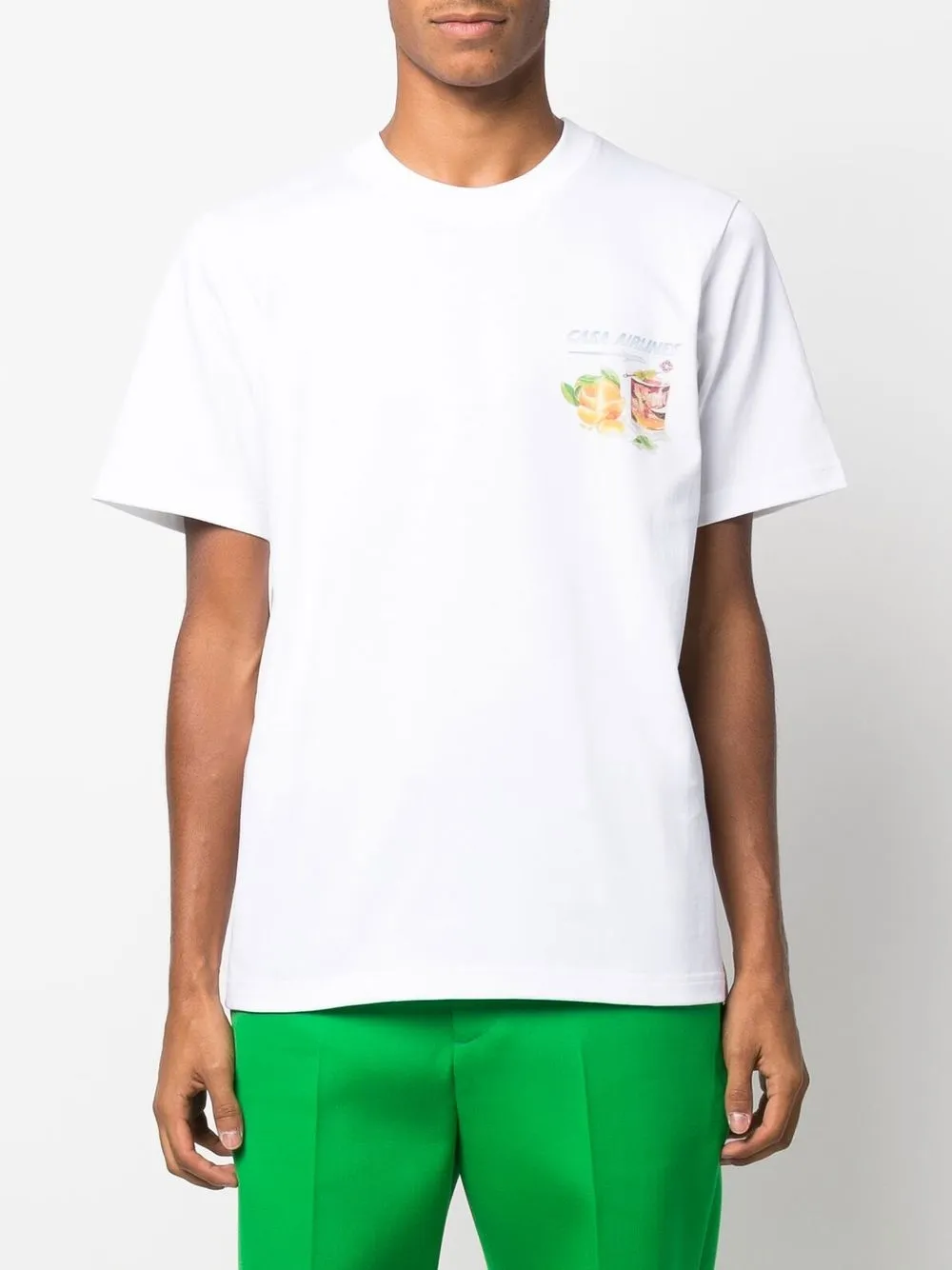  Casablanca T Shirt Mit Grafischem Print   Weiß 