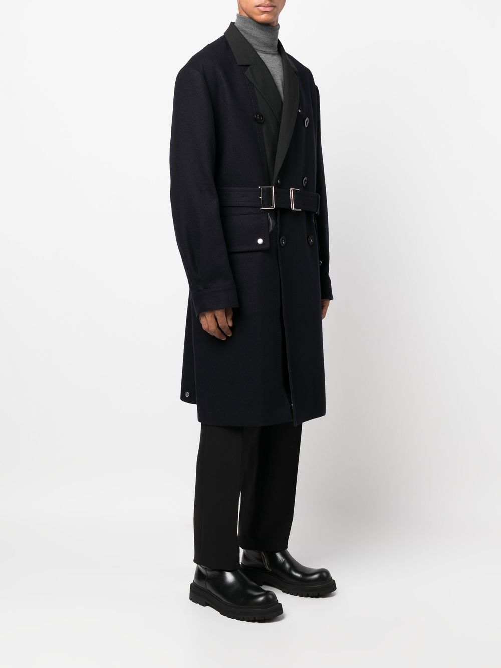 Sacai Belted double-breasted Wool Coat - Farfetch