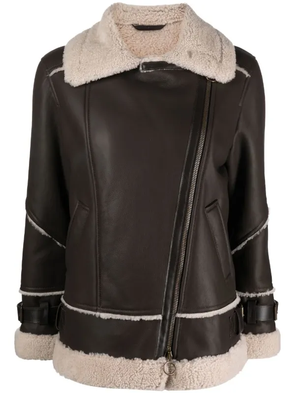 Eleventy shearling-trim Leather Jacket 