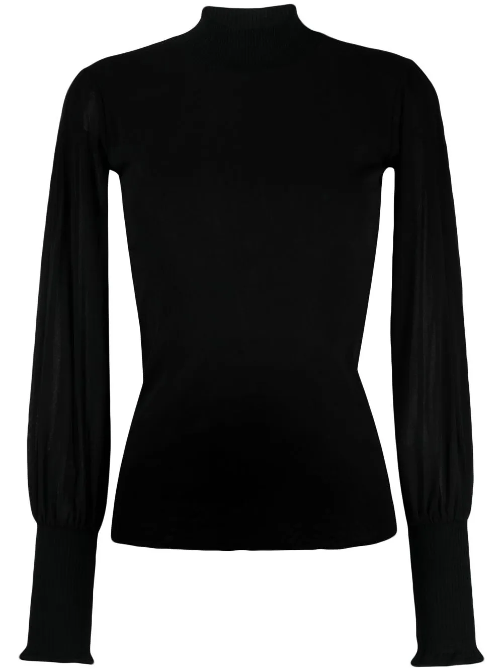 

D.Exterior top con mangas farol y cuello falso - Negro