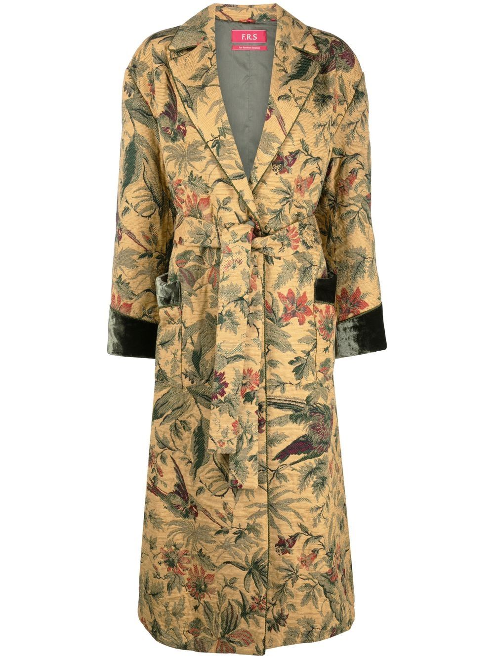 F.r.s For Restless Sleepers Floral-print Belted Coat In Neutrals