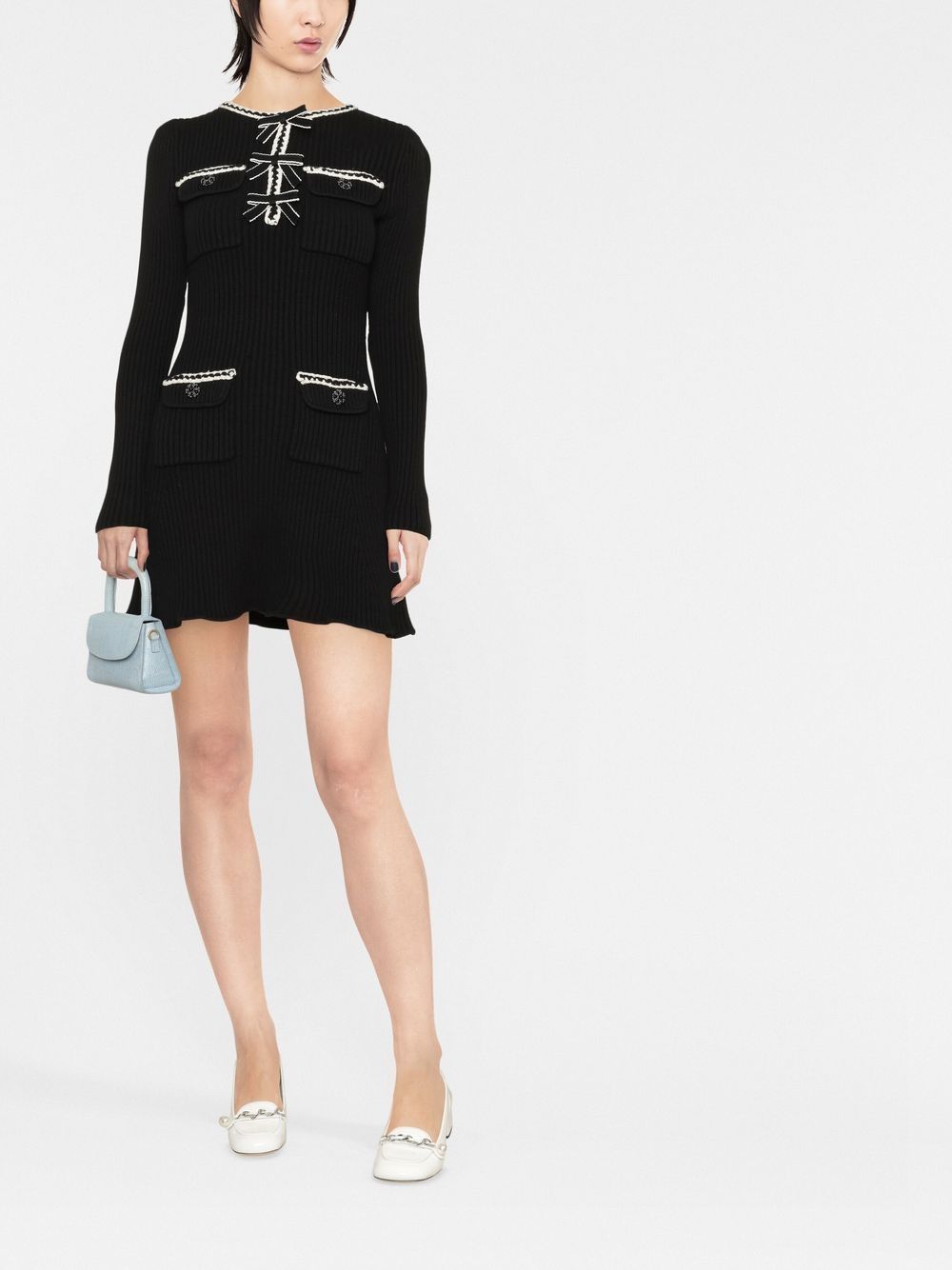 Self-Portrait bow-embellished Knitted Dress - Farfetch