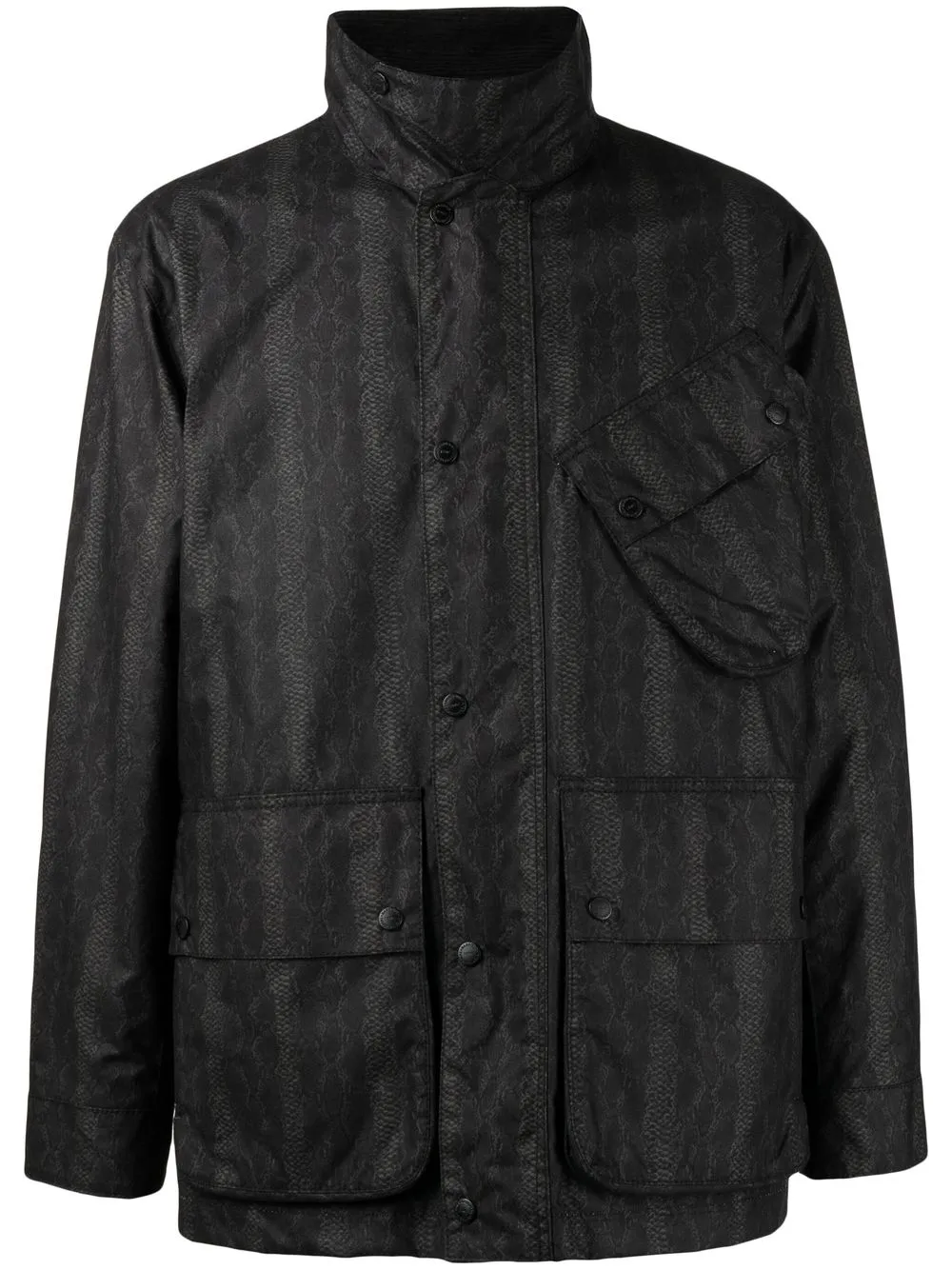 

YMC x Barbour snakeskin-print wax jacket - Black