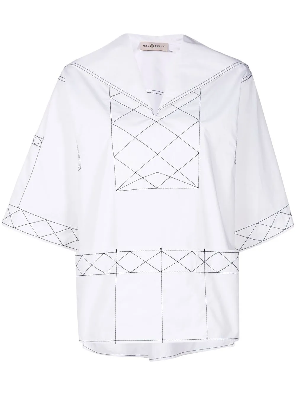 

Tory Burch diamond stitch-detail tunic - White