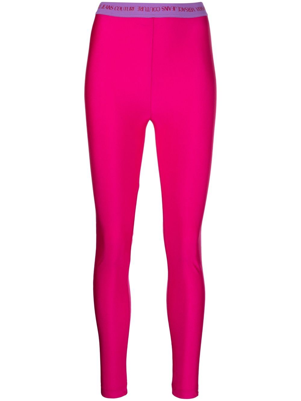 

Versace Jeans Couture logo-waistband stretch leggings - Pink