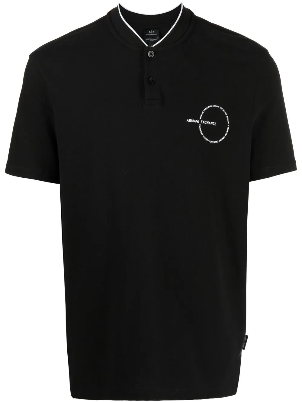 

Armani Exchange playera tipo polo sin cuello - Negro