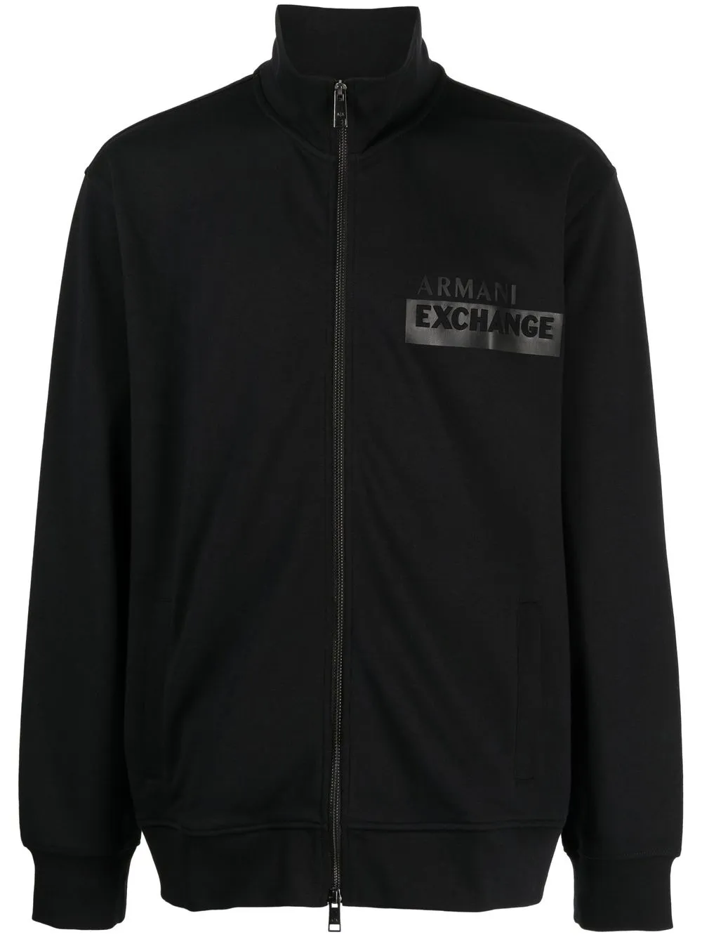 

Armani Exchange sudadera con logo en relieve y cierre - Negro