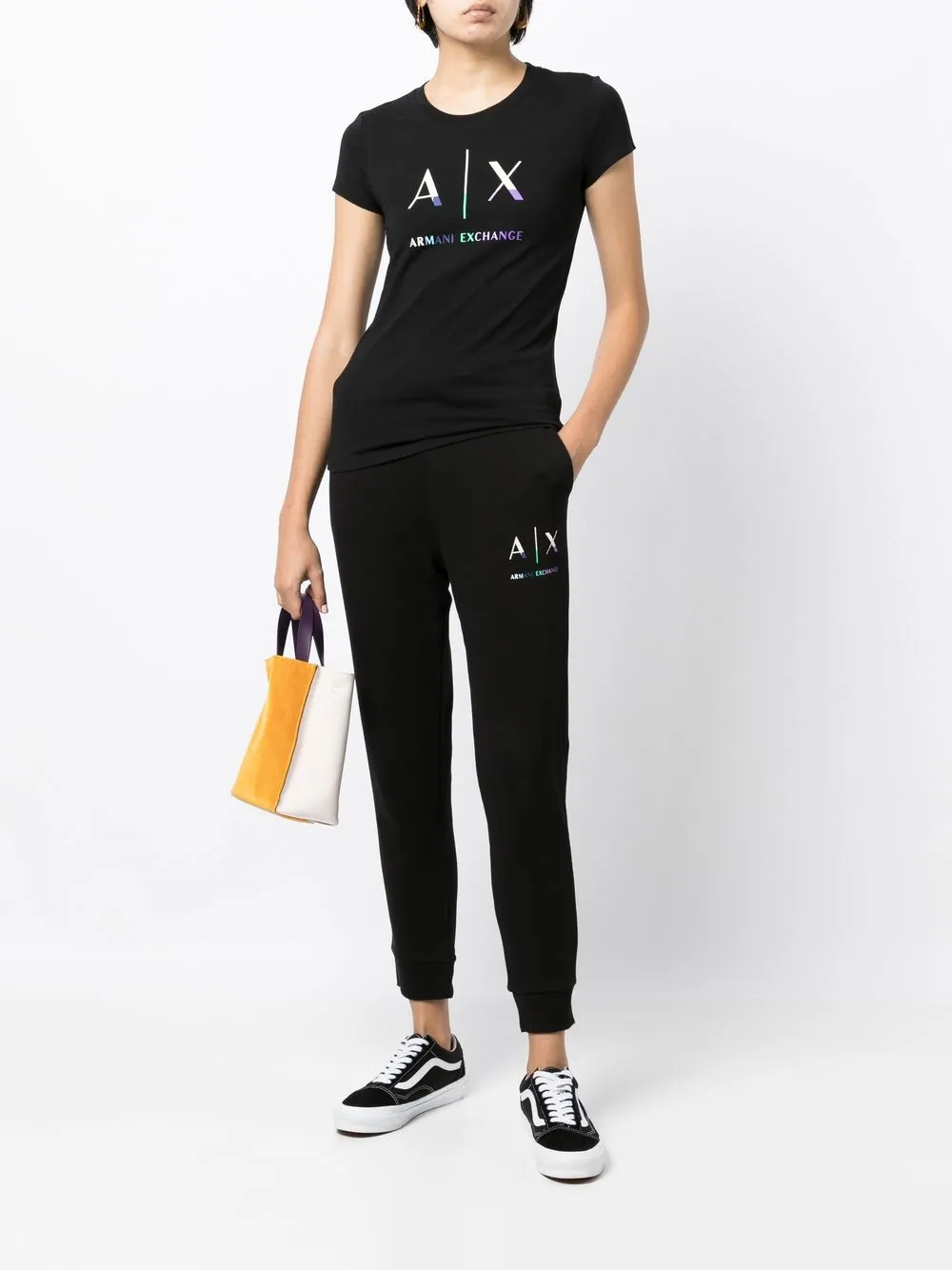 Armani Exchange Trainingsbroek met logoprint - Zwart