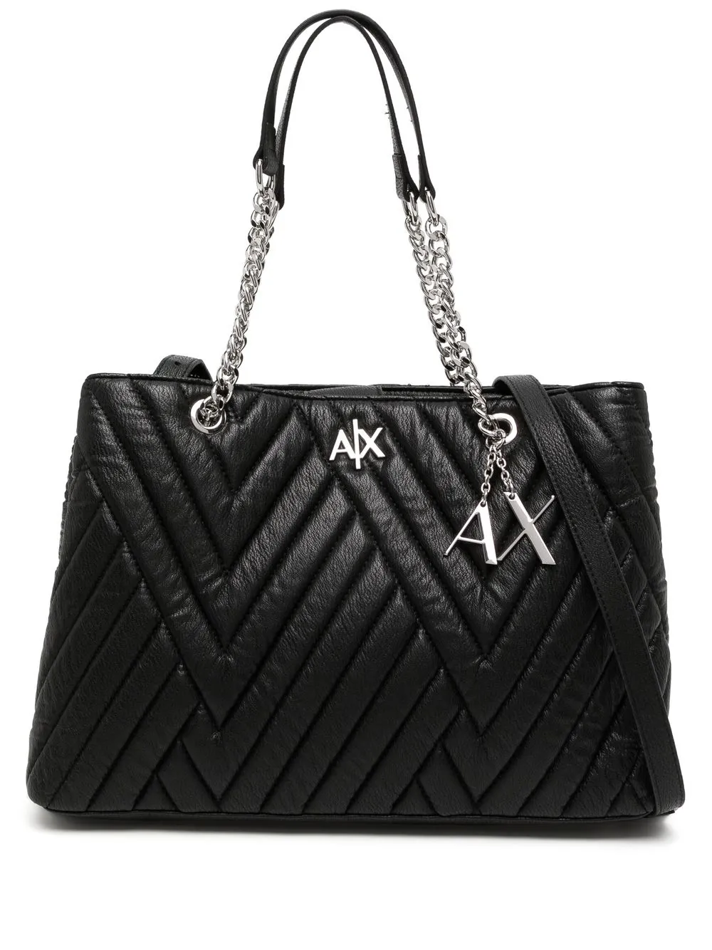 

Armani Exchange tote capitonada con asa - Negro