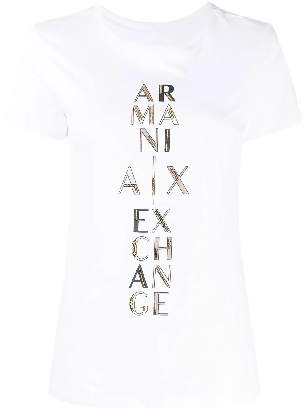 

Armani Exchange playera con logo y detalles de lentejuelas - Blanco