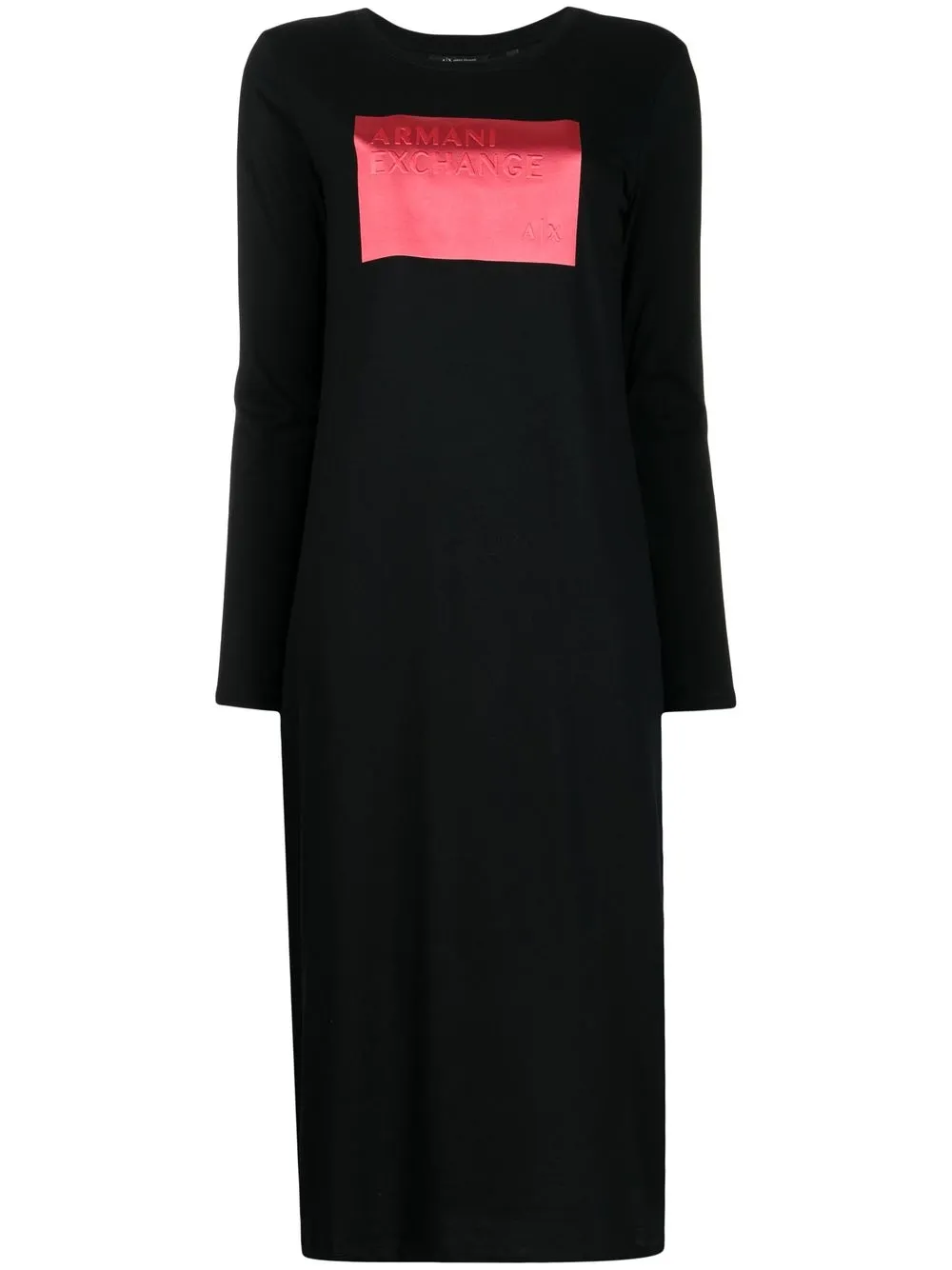 

Armani Exchange logo-patch midi dress - Black