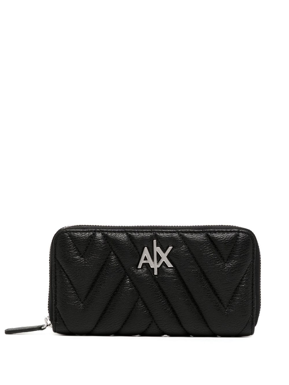 Shop Armani Exchange Logo-plaque Quilted Wallet In 黑色