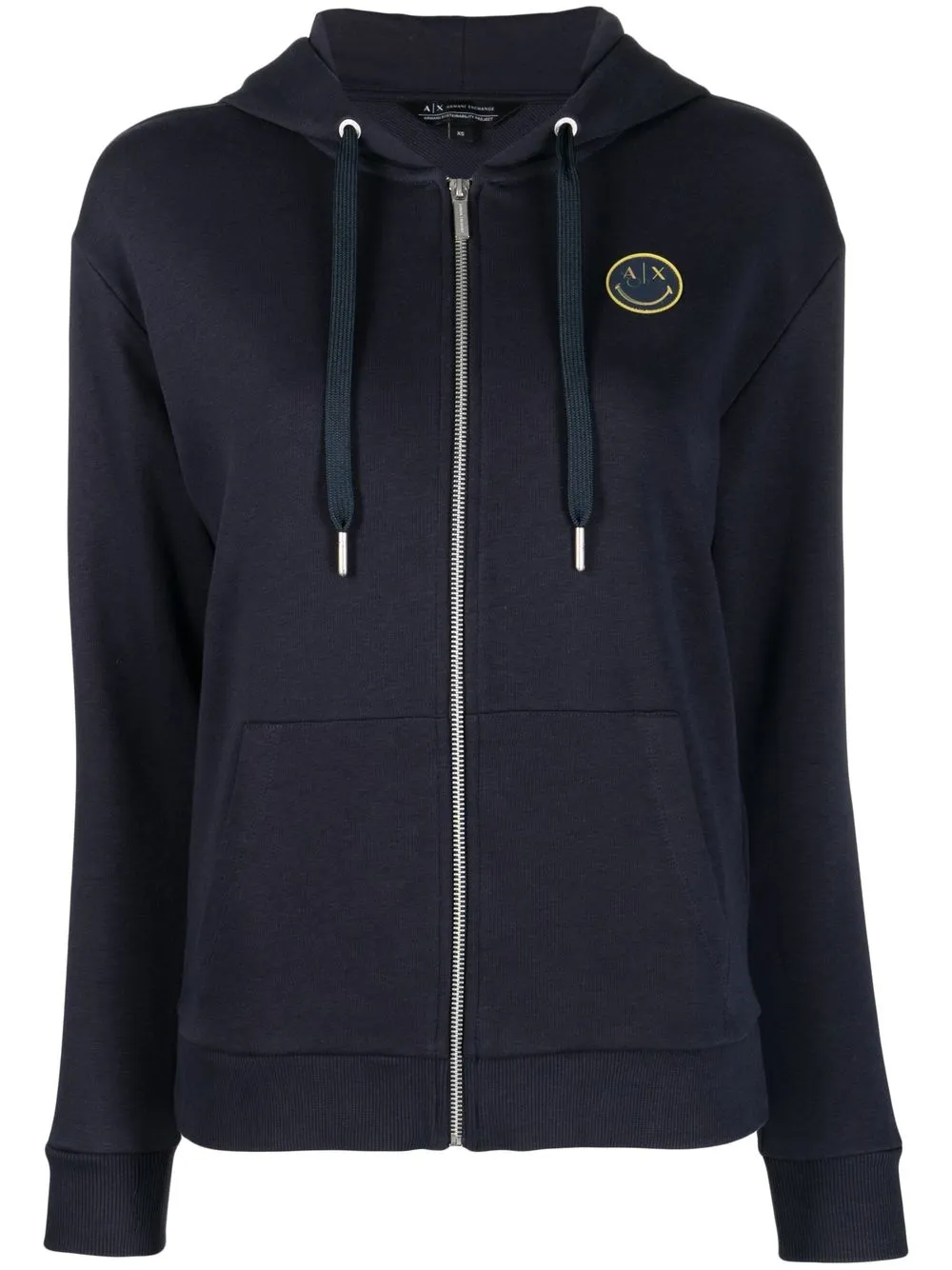 

Armani Exchange logo-patch zip-up hoodie - Blue